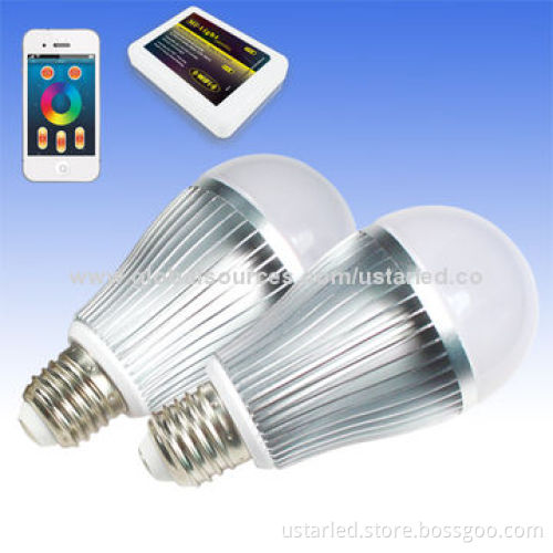 9W E26/E27/B22 RGBW Wireless LED Bulbs, 140D, 850lm, Dimmable, 20-30m Control Distance, CRI >75